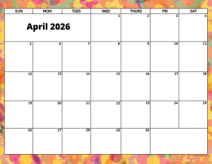 April 2026 activity calendar for activity directors