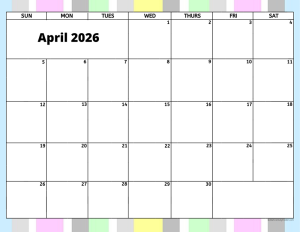 April 2026 activity calendar for activity directors