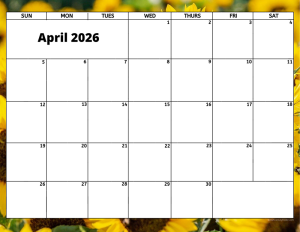 April 2026 activity calendar for activity directors