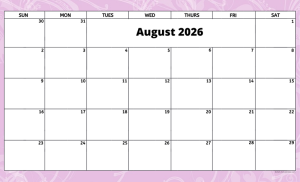 August 2026 activity calendar for activity directors