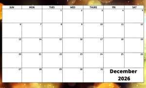 December 2026 activity calendar for activity directors