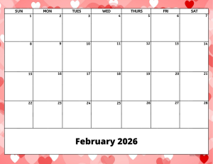February 2026 activity calendar for activity directors
