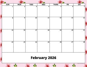 February 2026 activity calendar for activity directors