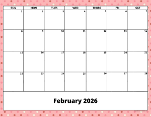 February 2026 activity calendar for activity directors