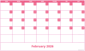 February 2026 activity calendar for activity directors