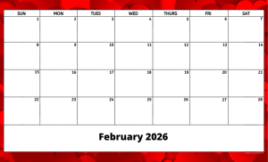 February 2026 activity calendar for activity directors