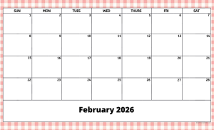 February 2026 activity calendar for activity directors