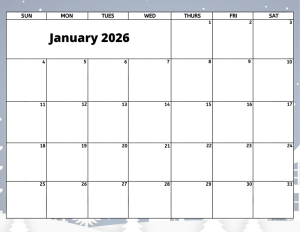 January 2026 activity calendar for activity directors