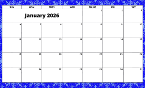 January 2026 activity calendar for activity directors