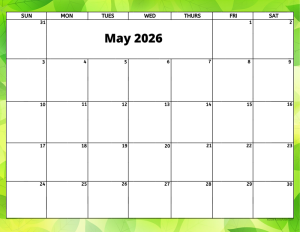 May 2026 activity calendar for activity directors