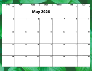 May 2026 activity calendar for activity directors