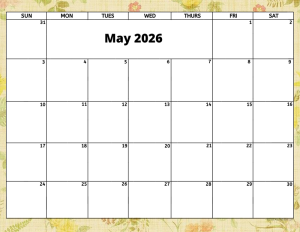 May 2026 activity calendar for activity directors