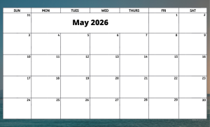 May 2026 activity calendar for activity directors