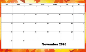 November 2026 activity calendar for activity directors