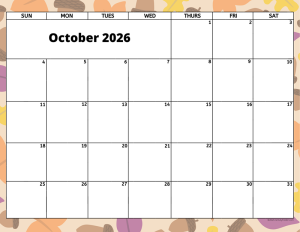October 2026 activity calendar for activity directors