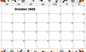 October 2026 activity calendar for activity directors