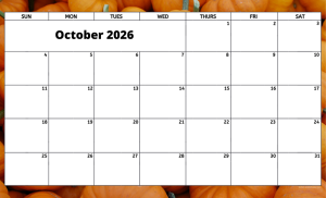 October 2026 activity calendar for activity directors